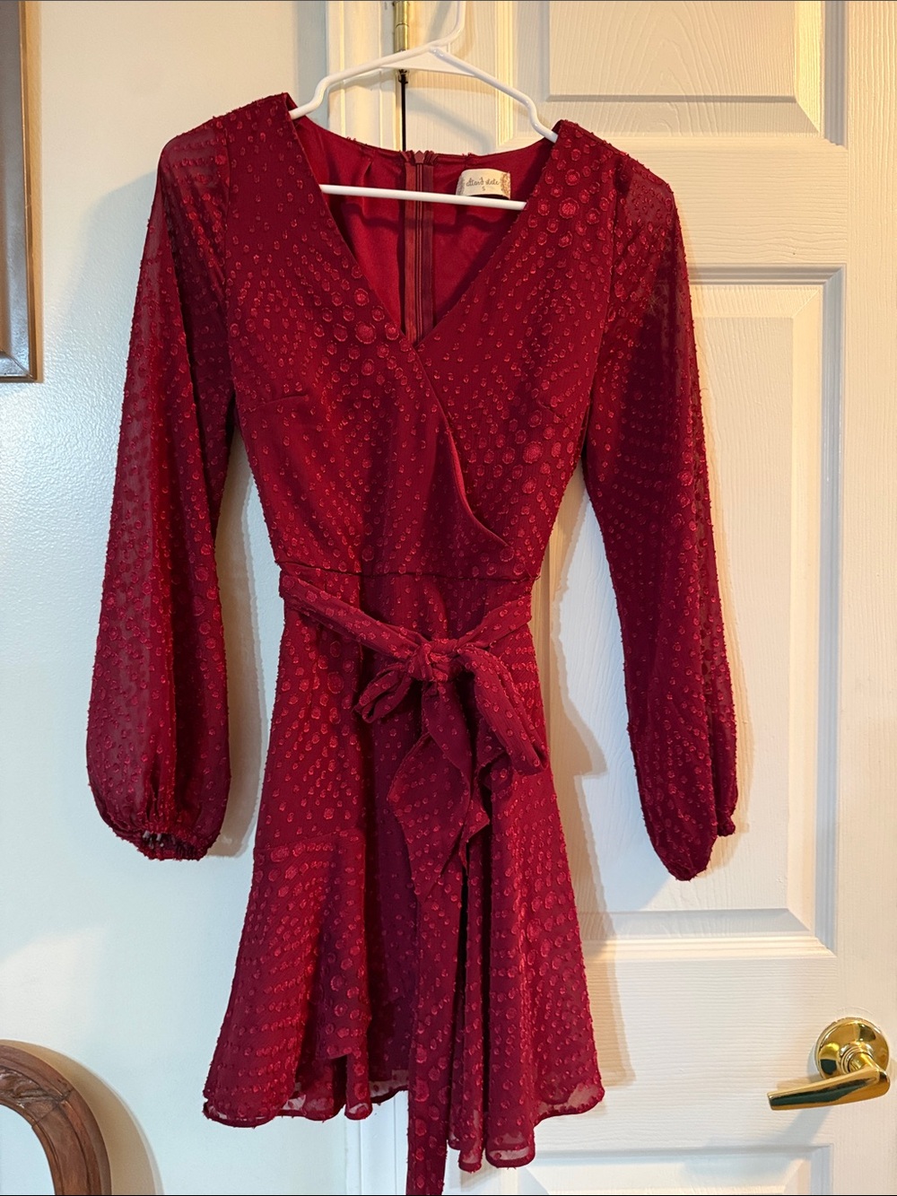 Altar'd State Sabine Ruffle Trim Mini Faux Wrap Dress